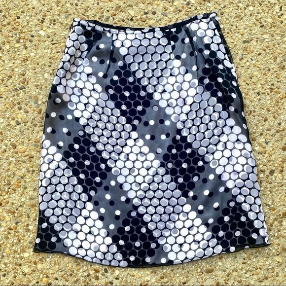 Isabela d. 100% Silk Polka Dot Black and White Lined Skirt Size 8 - Picture 5 of 5